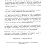 Moção aprovada no Conselho do Departamento de Educação, Informação e Comunicação da FFCLRP/USP Ribeirão Preto