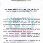 Moção de apoio da Adufmat à greve das instituições de ensino superior do estado de São Paulo